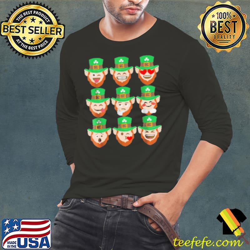 St. Patrick Day Emoji Funny Leprechaun Faces Shirt Long Sleeve Tee St. Patrick Day Emoji Funny Leprechaun Faces Shirt Long Sleeve Tee