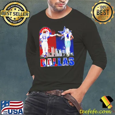 Texas City Skyline Adolis Garcia Texas Rangers and Prescott Dallas Cowboys 2023 Signatures Shirt