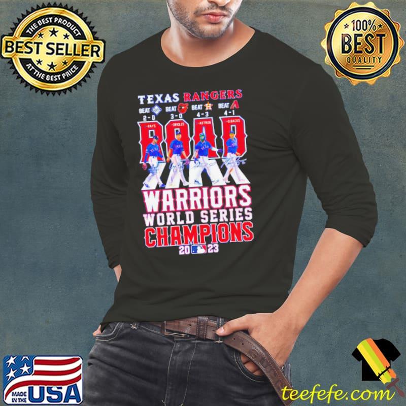 Texas Rangers road warriors World Series Champions 2023 signatures s Long Sleeve Tee Texas Rangers road warriors World Series Champions 2023 signatures s Long Sleeve Tee