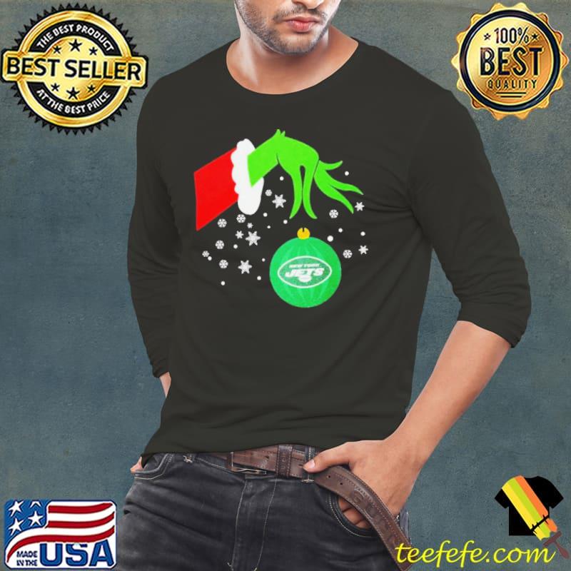 The Grinch Hand Christmas Ornament New York Jets 2023 s Long Sleeve Tee The Grinch Hand Christmas Ornament New York Jets 2023 s Long Sleeve Tee