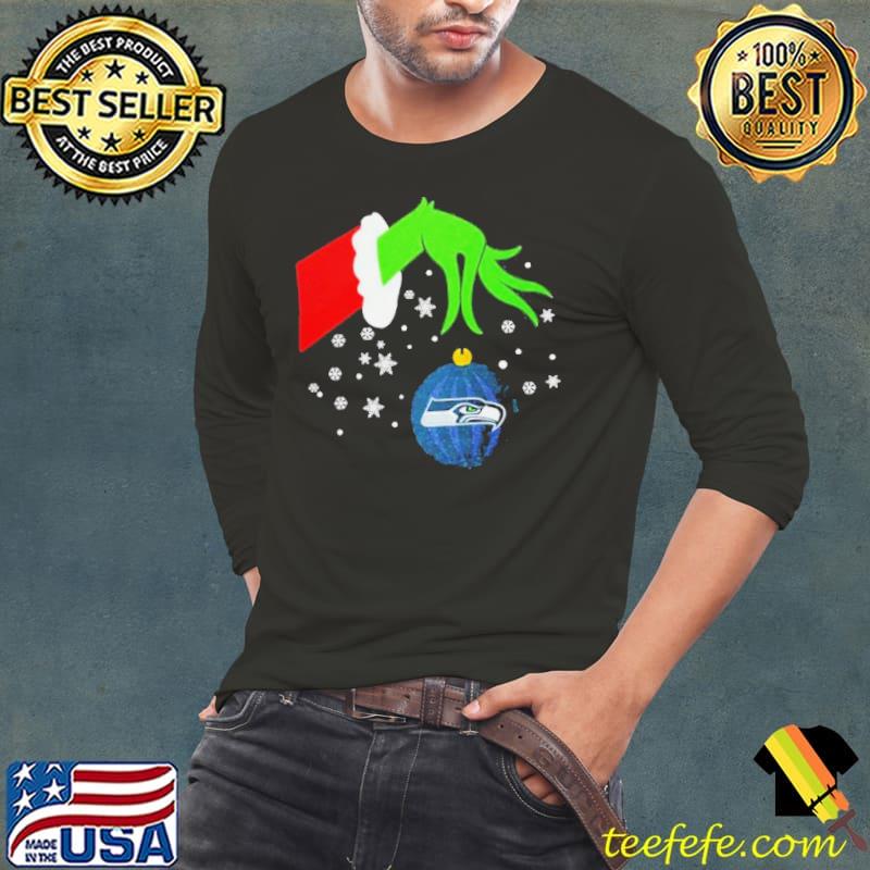 The Grinch Hand Christmas Ornament Seattle Seahawks 2023 s Long Sleeve Tee The Grinch Hand Christmas Ornament Seattle Seahawks 2023 s Long Sleeve Tee