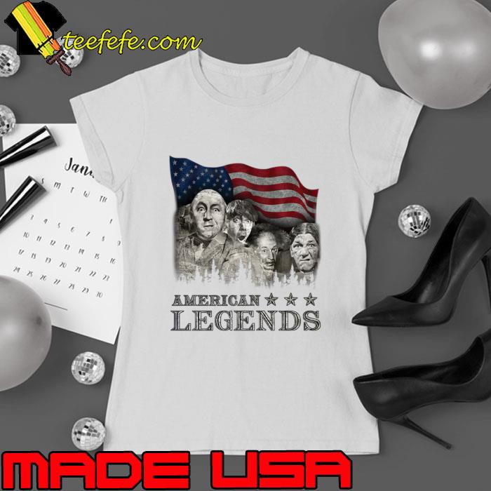 The Three Stooges Rushmorons American Legends Mount American Flag T-Shirt Ladies tee The Three Stooges Rushmorons American Legends Mount American Flag T-Shirt Ladies tee