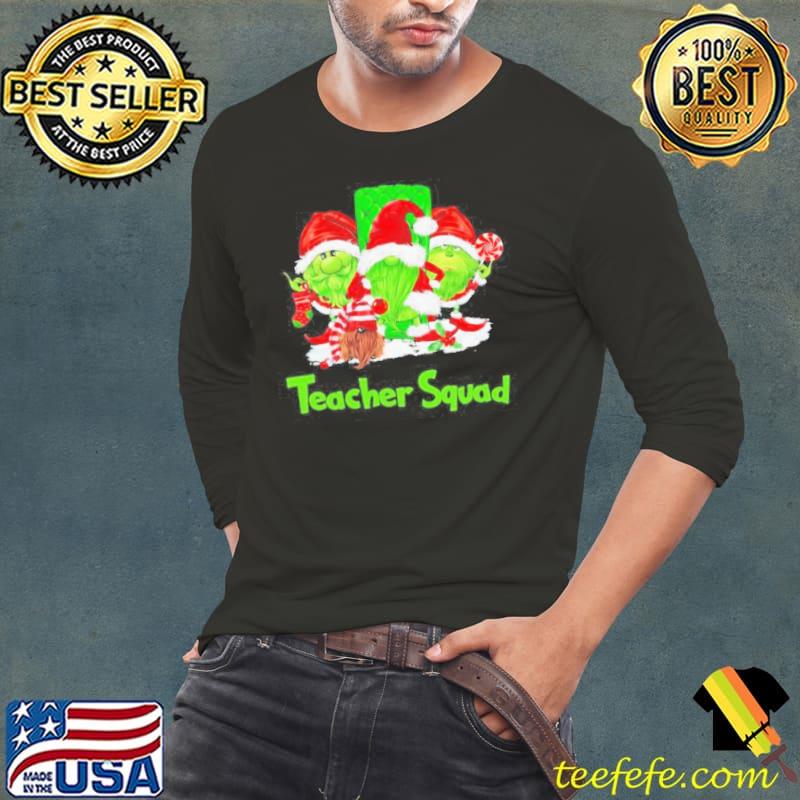 Three the Santa Grinch Gnomes Teacher Squad Merry Christmas shirt