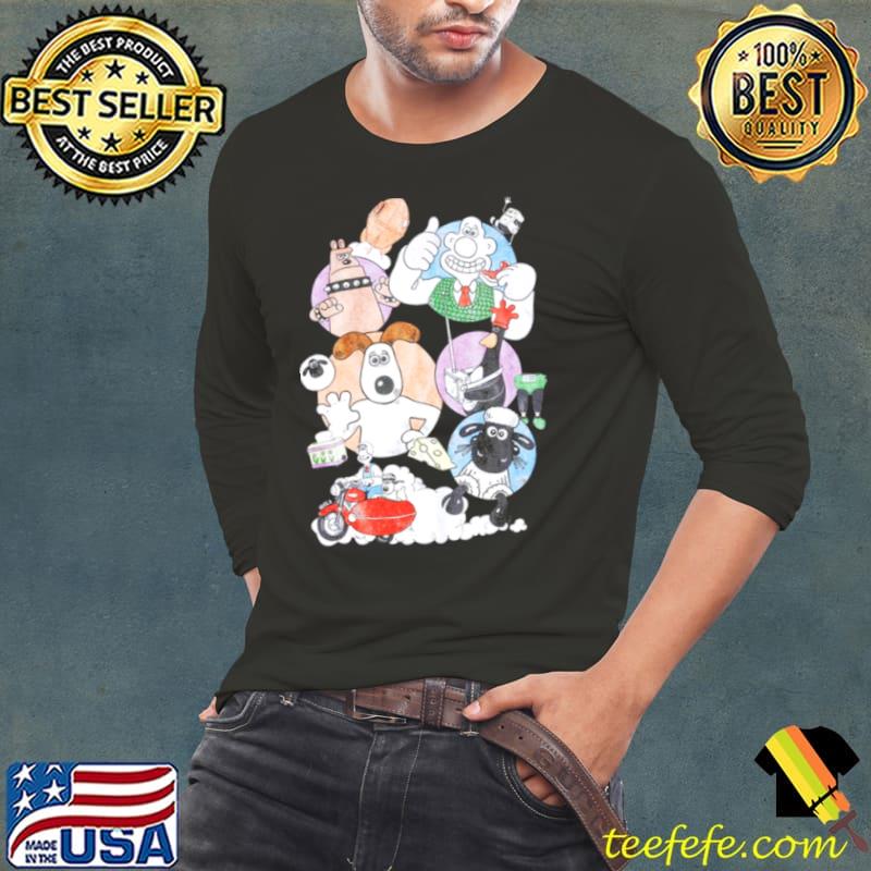 Wallace And Gromit Back Print Grey Marl s Long Sleeve Tee Wallace And Gromit Back Print Grey Marl s Long Sleeve Tee
