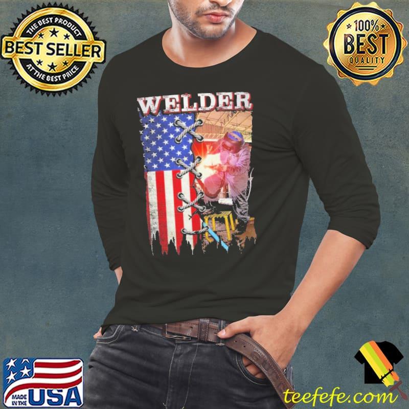 Welder human american flag s Long Sleeve Tee Welder human american flag s Long Sleeve Tee