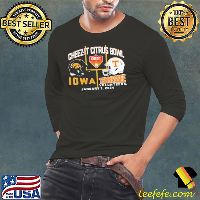 2024 Citrus Bowl Iowa Hawkeyes vs. Tennessee Volunteers Dueling Helmet Shirt 2024 Citrus Bowl Iowa Hawkeyes vs. Tennessee Volunteers Dueling Helmet Shirt