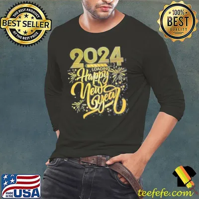 2024 Happy New Year loading fireworks gold shirt