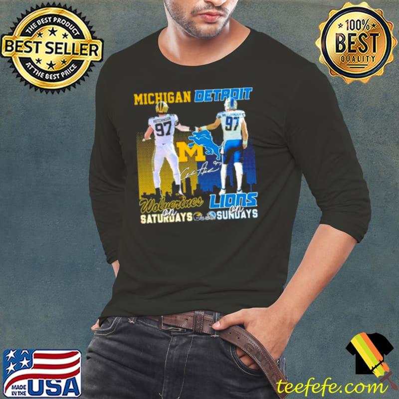 7 Hutchinson Michigan Wolverines On Saturdays Detroit Lions On Sundays Signatures s Long Sleeve Tee 7 Hutchinson Michigan Wolverines On Saturdays Detroit Lions On Sundays Signatures s Long Sleeve Tee