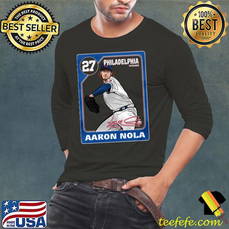 Aaron Nola Signature American professional baseball pitcher for the Philadelphia Phillies Card T-Shirt Long Sleeve Tee Aaron Nola Signature American professional baseball pitcher for the Philadelphia Phillies Card T-Shirt Long Sleeve Tee