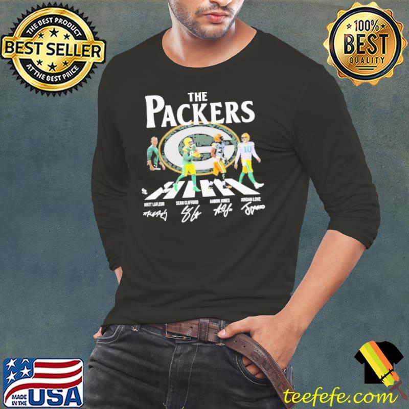 Abbey Road The Packers Matt Lafleur Sean Clifford Aaron Rodgers And Jordan Love Signatures Shirt