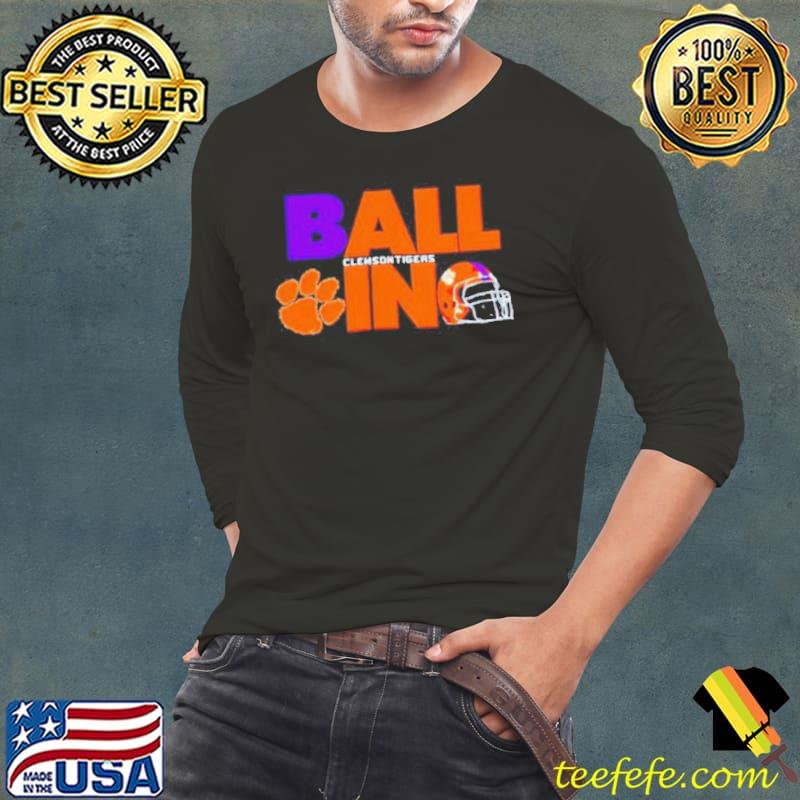 Ball in Clemson Tigers logo helmet shirt