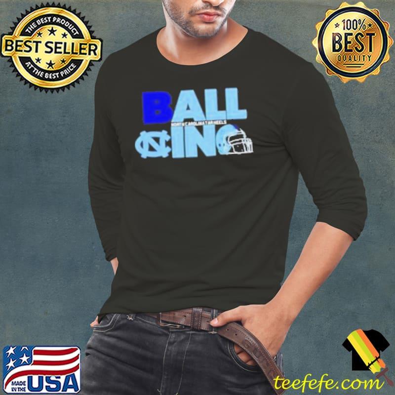 Ball in North Carolina Tar Heels logo helmet shirt