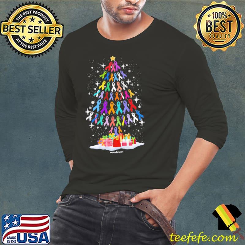 Cancer Awareness Ribbon Colors Xmas Tree shirt