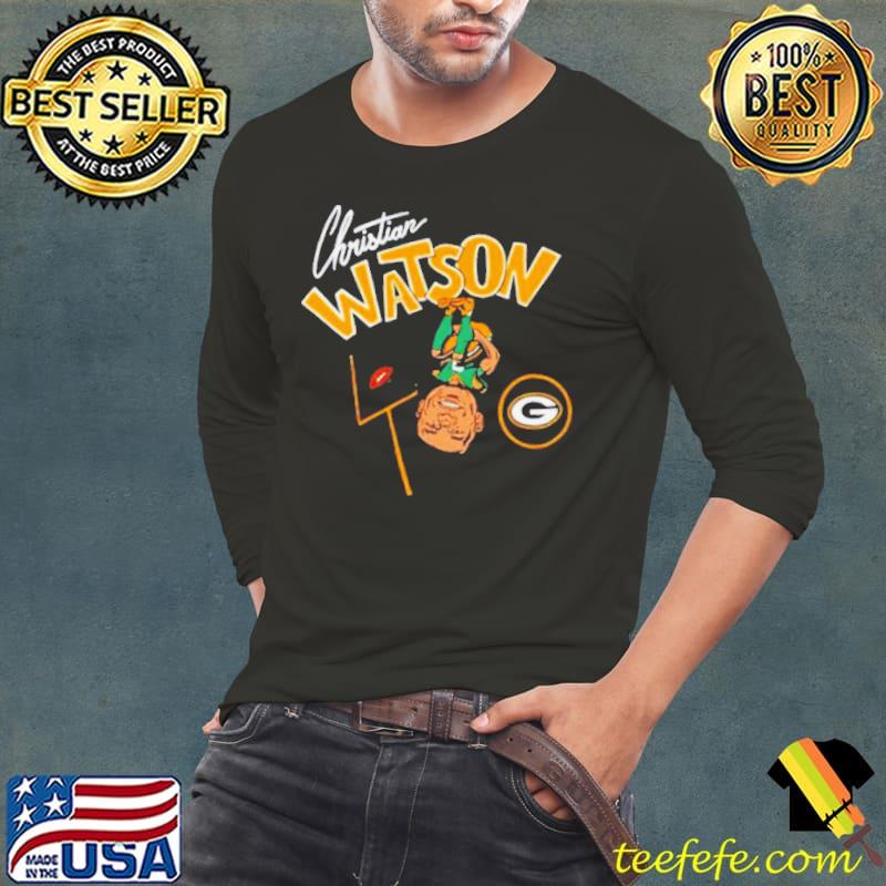 Christian Watson Green Bay Packers cartoon s Long Sleeve Tee Christian Watson Green Bay Packers cartoon s Long Sleeve Tee