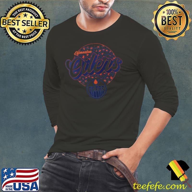 Edmonton Oilers NHL Personalized Leopard Print Logo Shirt Long Sleeve Tee Edmonton Oilers NHL Personalized Leopard Print Logo Shirt Long Sleeve Tee