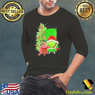 Grinch Hat Santa Hug Ball Grinch Glossy And Gnome Tree Merry Christmas Shirt