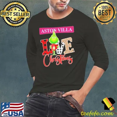 Grinch Hug Heart Aston Villa Love Christmas 2023 Shirt