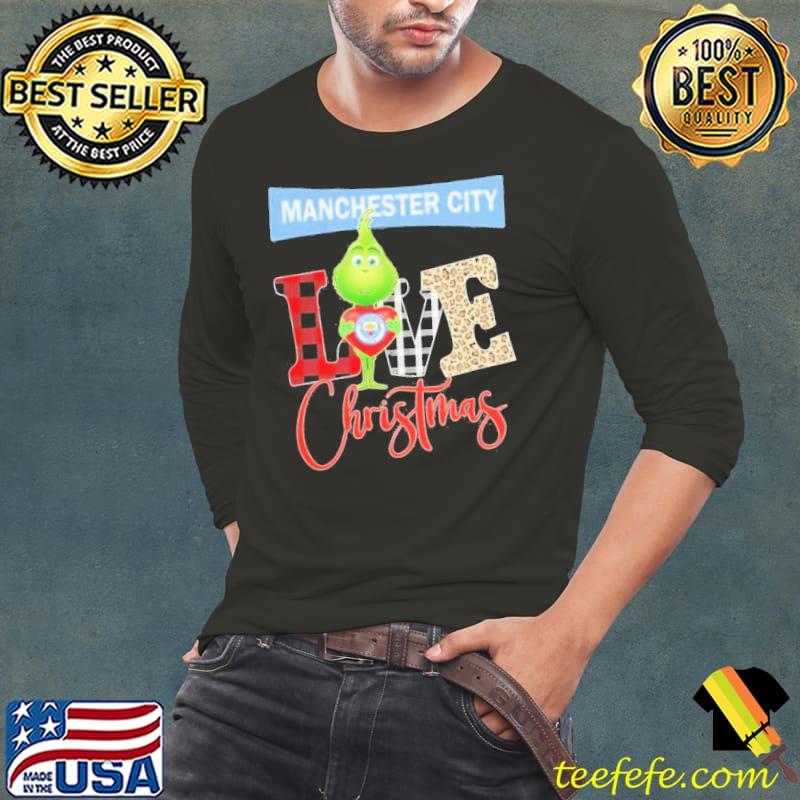 Grinch Hug Heart Manchester City Love Christmas Shirt