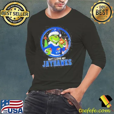 Grinch I hate people but I love my Kansas Jayhawks shirt
