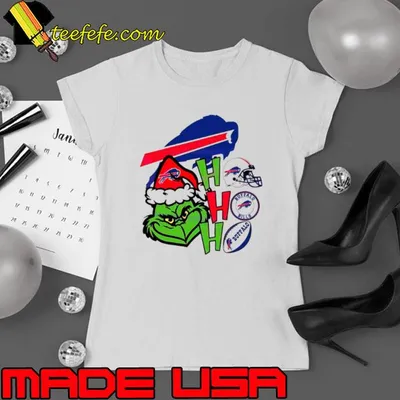 Grinch Santa hat Ho Ho Ho Buffalo Bills shirt