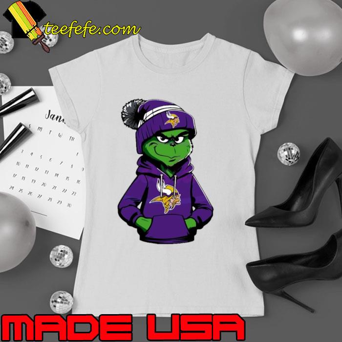 Grinch Wears Minnesota Vikings Clothes s Ladies tee Grinch Wears Minnesota Vikings Clothes s Ladies tee
