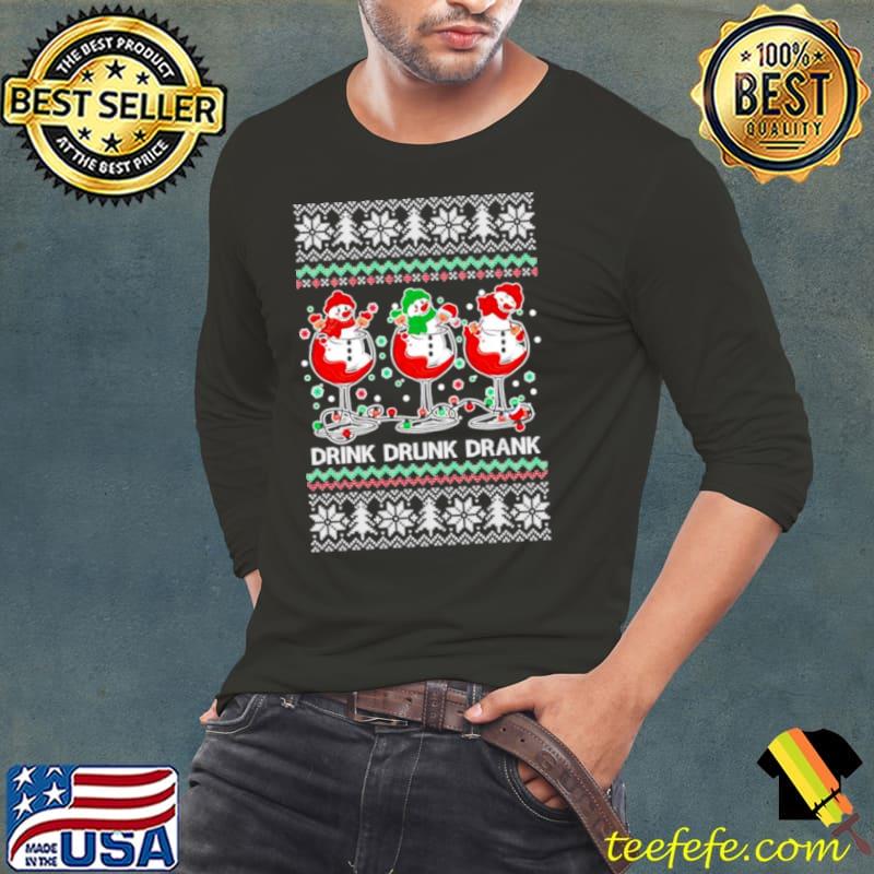 Holiday spirits drink drank drunk snowmen Ugly Christmas s Long Sleeve Tee Holiday spirits drink drank drunk snowmen Ugly Christmas s Long Sleeve Tee