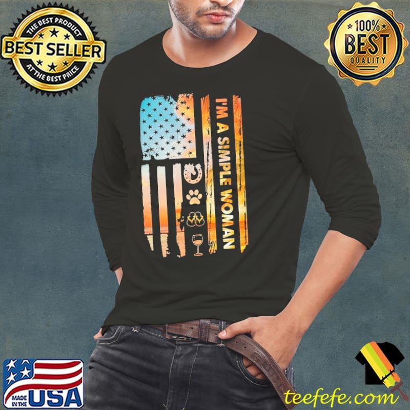 I Am Simple Woman Horse Paw Dog Flip Flop Wine American Flag Sunset s Long Sleeve Tee I Am Simple Woman Horse Paw Dog Flip Flop Wine American Flag Sunset s Long Sleeve Tee