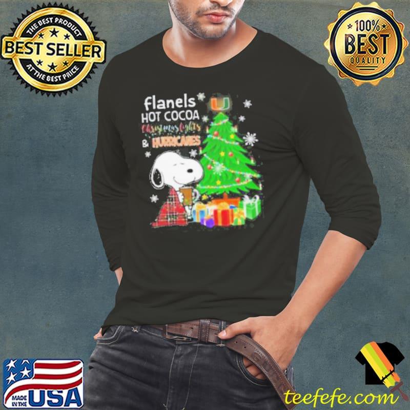 Miami Hurricanes Snoopy Flanels Hot Cocoa Christmas Lights Tree s Long Sleeve Tee Miami Hurricanes Snoopy Flanels Hot Cocoa Christmas Lights Tree s Long Sleeve Tee