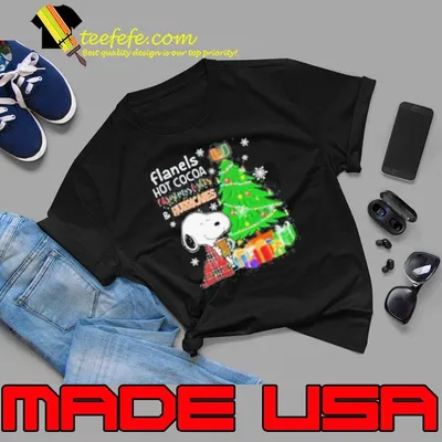 Miami Hurricanes Snoopy Flanels Hot Cocoa Christmas Lights Tree shirt