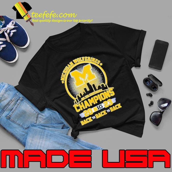 Michigan Wolverines Skyline Big Ten Conference Champions 2023 Back To Back To Back Shirt Unisex Michigan Wolverines Skyline Big Ten Conference Champions 2023 Back To Back To Back Shirt Unisex