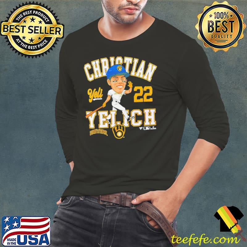 Milwaukee Brewers Christian Yelich caricature s Long Sleeve Tee Milwaukee Brewers Christian Yelich caricature s Long Sleeve Tee