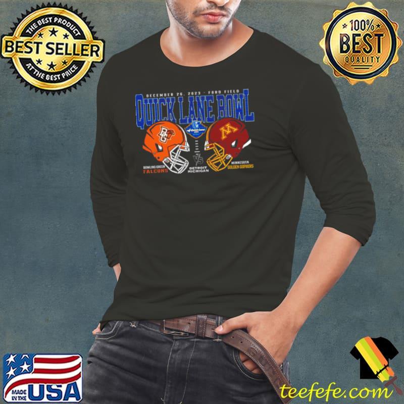 Minnesota Golden Gophers vs Bowling Green Falcons 2023 Quick Lane Bowl Helmet Shirt Long Sleeve Tee Minnesota Golden Gophers vs Bowling Green Falcons 2023 Quick Lane Bowl Helmet Shirt Long Sleeve Tee