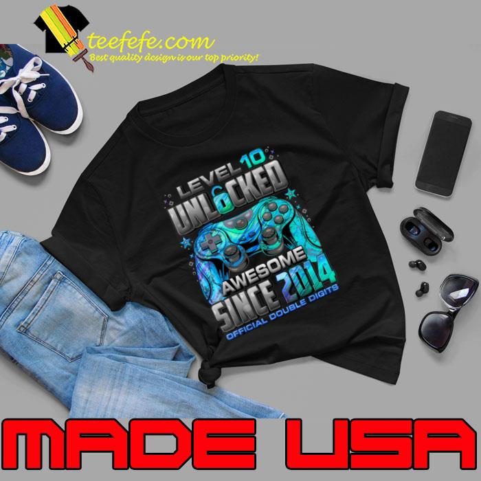 Premium level 10 Unlocked Awesome Since 2014 10th Birthday Gaming T-Shirt Unisex Premium level 10 Unlocked Awesome Since 2014 10th Birthday Gaming T-Shirt Unisex