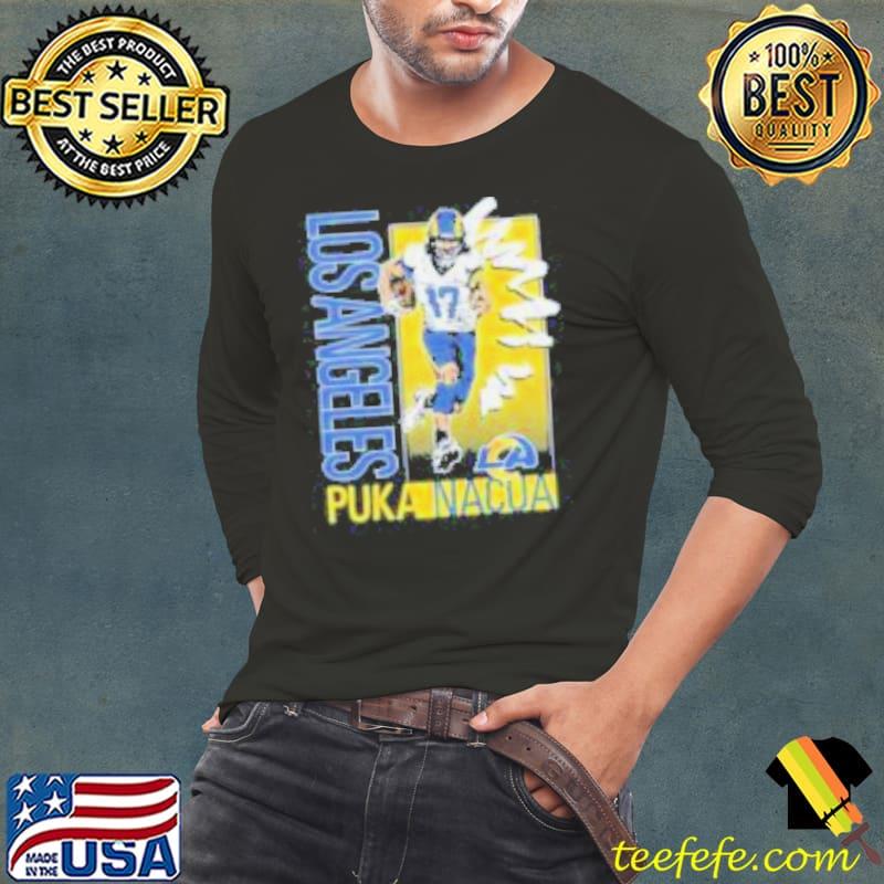 Puka Nacua Los Angeles Rams Homage Youth Caricature Player Tri Blend Shirt Long Sleeve Tee Puka Nacua Los Angeles Rams Homage Youth Caricature Player Tri Blend Shirt Long Sleeve Tee