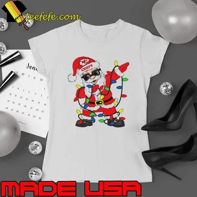 Santa dabbing Kansas City Chiefs Christmas lights shirt