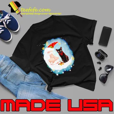 Santa’s Moon Face black cat Christmas shirt