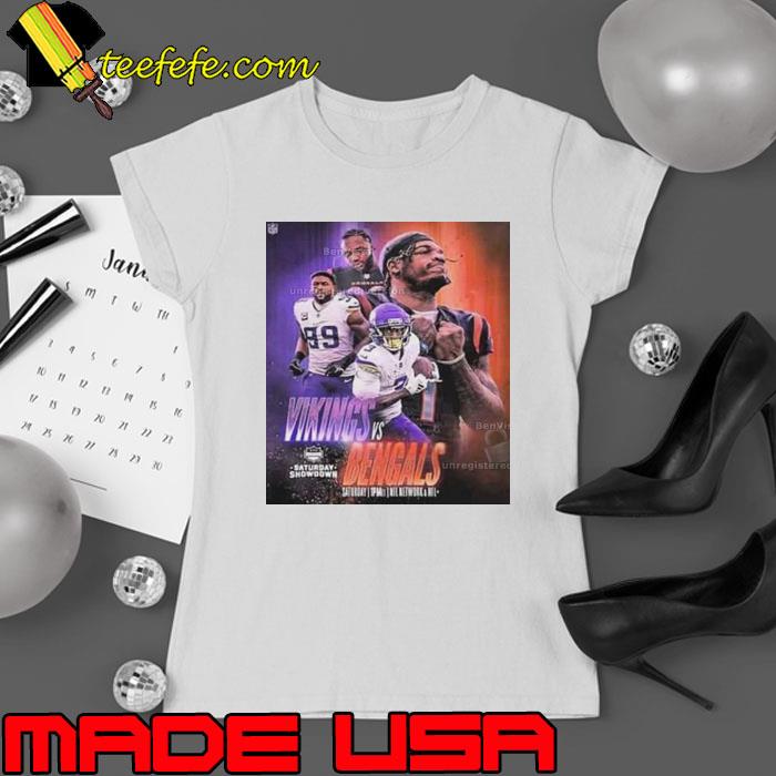 Saturday Showdown Matchup For Minnesota Vikings vs Cincinnati Bengals In NFL Unique Shirt Ladies tee Saturday Showdown Matchup For Minnesota Vikings vs Cincinnati Bengals In NFL Unique Shirt Ladies tee
