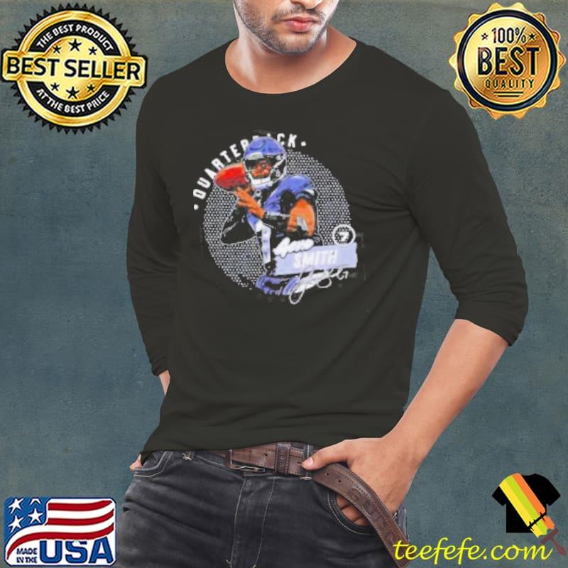 Seattle Seahawks football Geno Smith 7 player quarterback action pose signature dots s Long Sleeve Tee Seattle Seahawks football Geno Smith 7 player quarterback action pose signature dots s Long Sleeve Tee