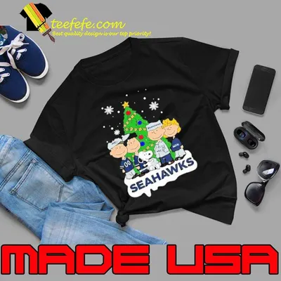 Seattle Seahawks Snoopy the peanut Christmas tree cartoon Christmas shirt