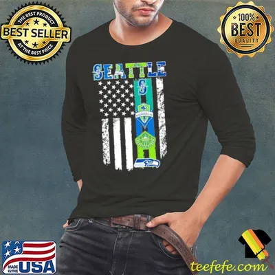 Seattle Sports Team Mariners, Seattle Sounders FC, Seattle Storm and Seahawks Flag Shirt