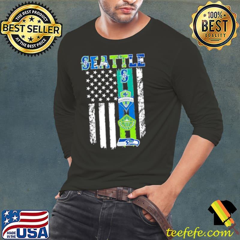 Seattle Sports Team Mariners, Seattle Sounders FC, Seattle Storm and Seahawks Flag Shirt Seattle Sports Team Mariners, Seattle Sounders FC, Seattle Storm and Seahawks Flag Shirt