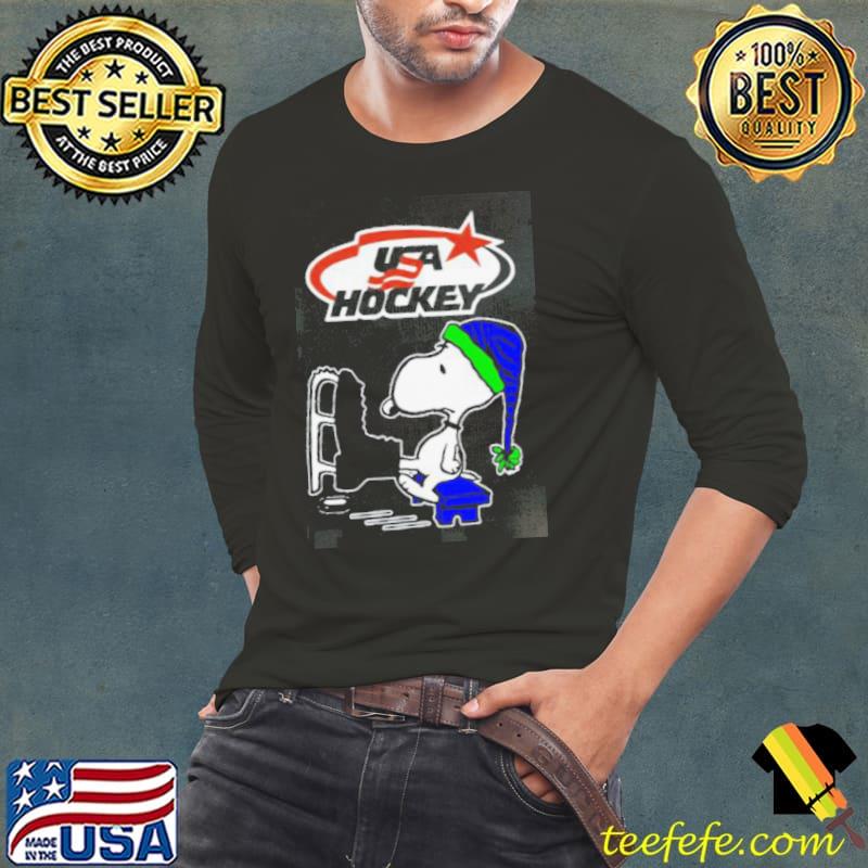Snoopy USA Hockey Team Captain Shirt Long Sleeve Tee Snoopy USA Hockey Team Captain Shirt Long Sleeve Tee
