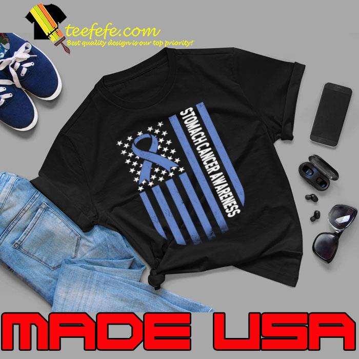 Stomach Cancer Awareness USA Flag periwinkle blue Ribbon T-Shirt Unisex Stomach Cancer Awareness USA Flag periwinkle blue Ribbon T-Shirt Unisex