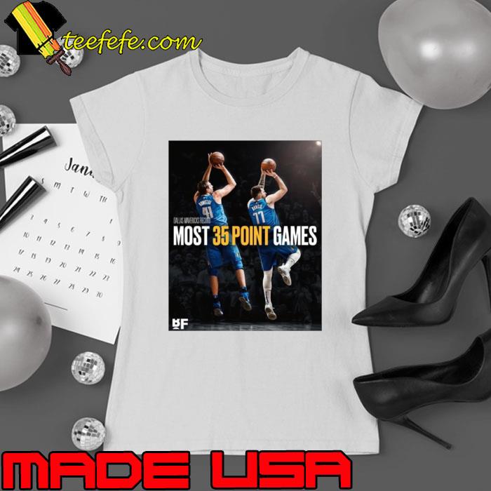 The Next Legend Of Mav – Luka Doncic Surpasses Dirk Nowitzki For The Most 35 Point Games In Dallas Mavericks History s Ladies tee The Next Legend Of Mav – Luka Doncic Surpasses Dirk Nowitzki For The Most 35 Point Games In Dallas Mavericks History s Ladies tee
