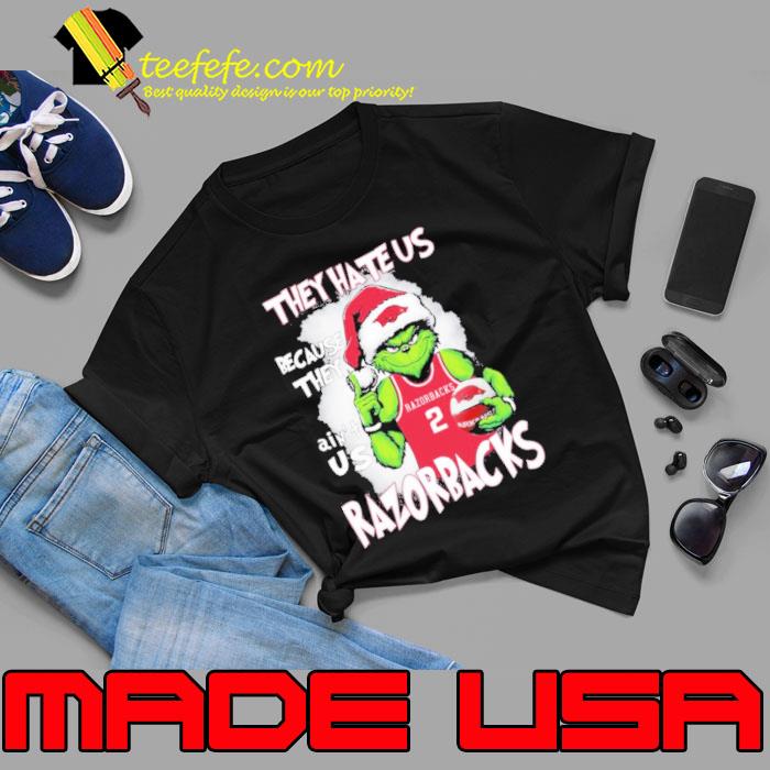 They Hate Us Because Ain’t Us Grinch Arkansas Razorbacks Basketball Christmas Shirt Unisex They Hate Us Because Ain’t Us Grinch Arkansas Razorbacks Basketball Christmas Shirt Unisex