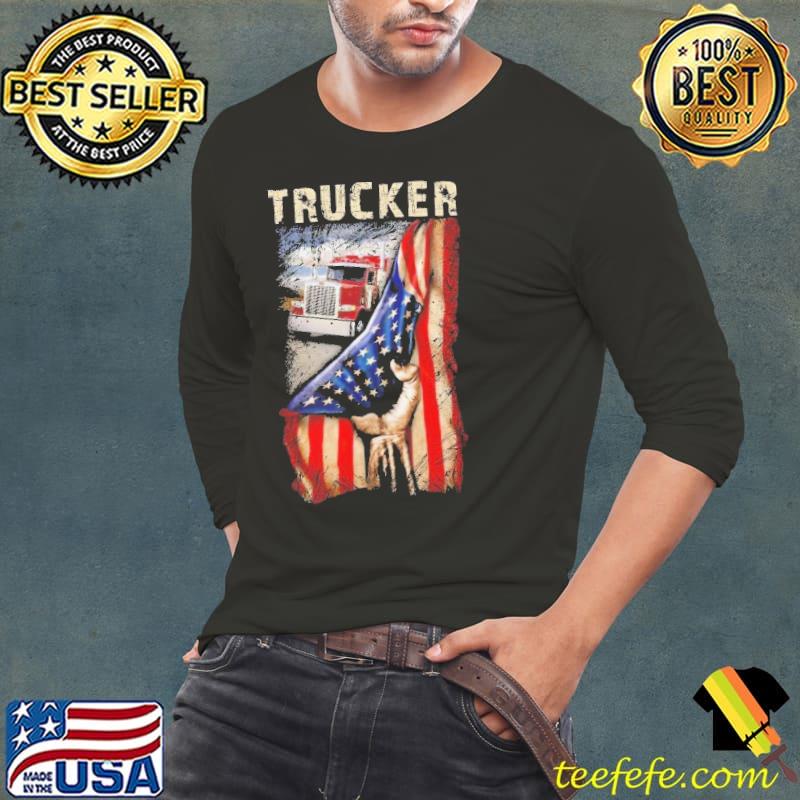 Trucker american flag love truck shirt