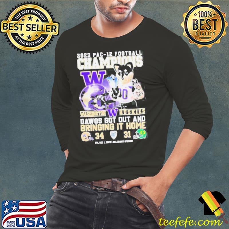 Washington Huskies 2023 PAC 12 Football Champions Dawgs Got Out And Bringing It Home Shirt Long Sleeve Tee Washington Huskies 2023 PAC 12 Football Champions Dawgs Got Out And Bringing It Home Shirt Long Sleeve Tee