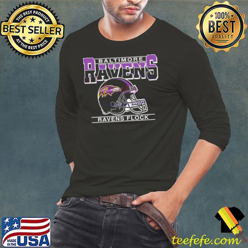 Baltimore Ravens Flock Helmet Shirt Long Sleeve Tee Baltimore Ravens Flock Helmet Shirt Long Sleeve Tee