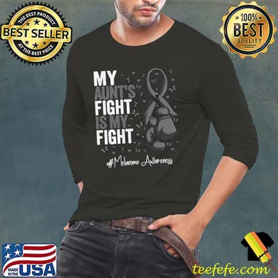 Black Ribbon Aunt Fighter Melanoma Awareness T-Shirt