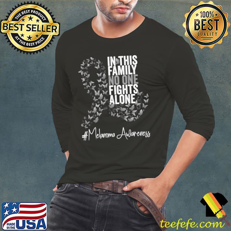 Butterflies Black Ribbon Survivor Fighter Melanoma Awareness T-Shirt